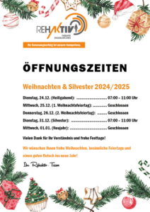 Öffnungszeiten Weihnachten & Silvester 2024/2025